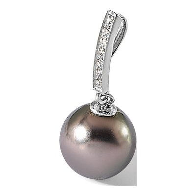 14K White Gold Tahitian Pearl & Diamond Slide – view 5