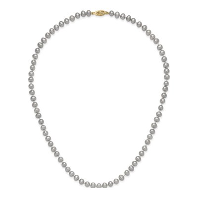 14K Yellow Gold Grey Freshwater Cultured Pearl Necklace – view 4