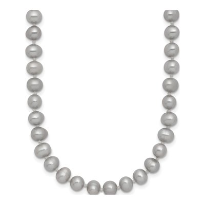 14K Yellow Gold Grey Freshwater Cultured Pearl Necklace
