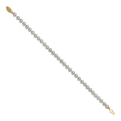 14K Yellow Gold Grey Freshwater Cultured Pearl Bracelet – view 2