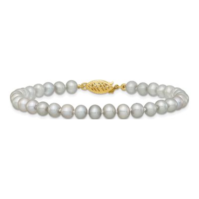 14K Yellow Gold Grey Freshwater Cultured Pearl Bracelet – view 3