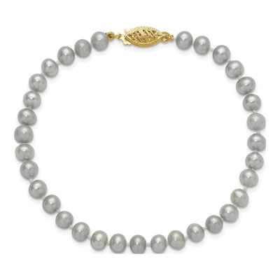 14K Yellow Gold Grey Freshwater Cultured Pearl Bracelet – view 4