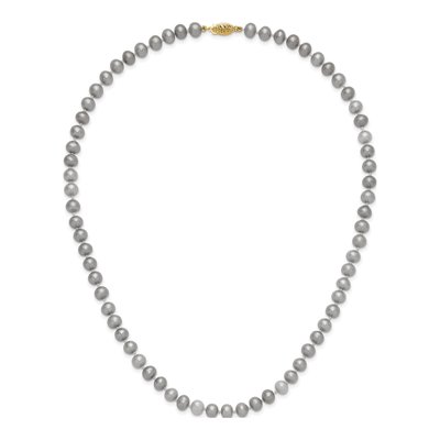 14K Yellow Gold Grey Freshwater Cultured Pearl Necklace – view 4
