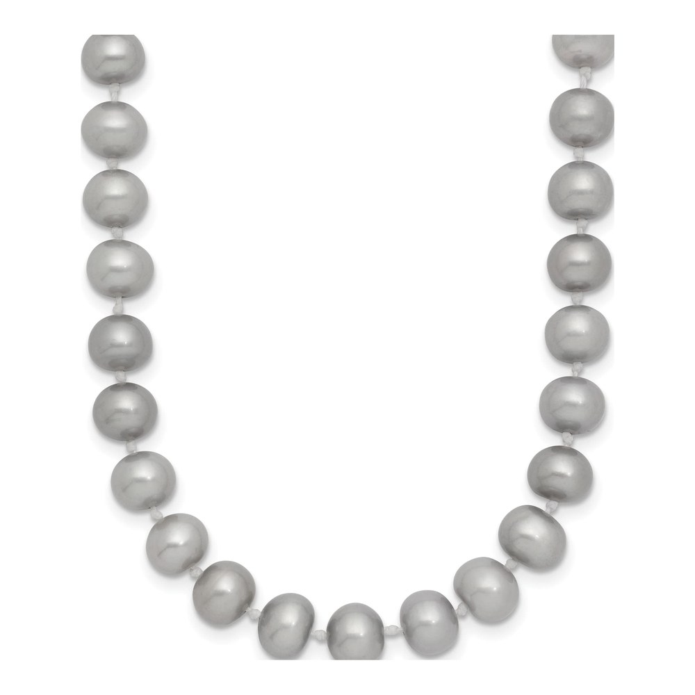 14K Yellow Gold 6-7mm Grey Near Round Freshwater Cultured Pearl 16 Inch Necklace with Pearl Clasp