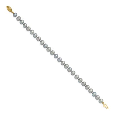 14K Yellow Gold Grey Freshwater Cultured Pearl Bracelet – view 2