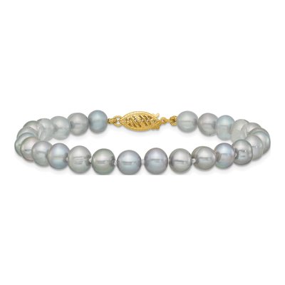 14K Yellow Gold Grey Freshwater Cultured Pearl Bracelet – view 3