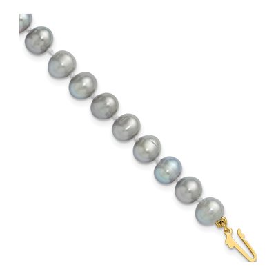 14K Yellow Gold Grey Freshwater Cultured Pearl Bracelet