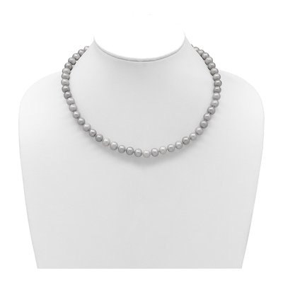 14K Yellow Gold Grey Freshwater Cultured Pearl Necklace – view 3