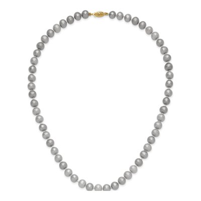 14K Yellow Gold Grey Freshwater Cultured Pearl Necklace – view 4