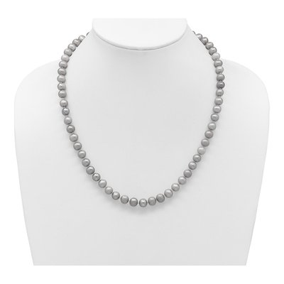 14K Yellow Gold Grey Freshwater Cultured Pearl Necklace – view 3