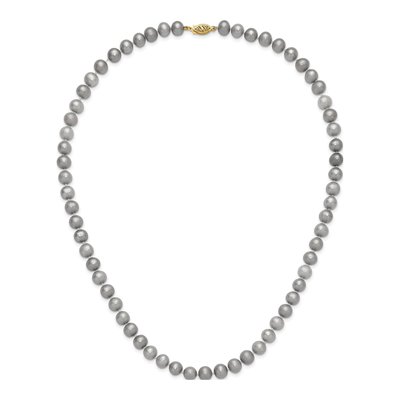 14K Yellow Gold Grey Freshwater Cultured Pearl Necklace – view 4
