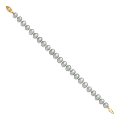 14K Yellow Gold Grey Freshwater Cultured Pearl Bracelet – view 2