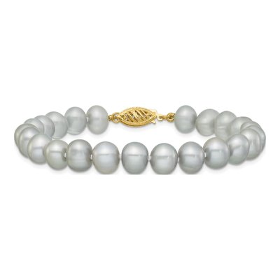 14K Yellow Gold Grey Freshwater Cultured Pearl Bracelet – view 3
