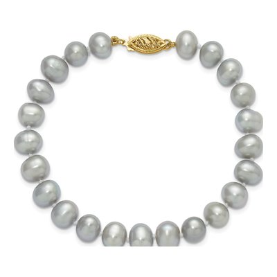 14K Yellow Gold Grey Freshwater Cultured Pearl Bracelet – view 4