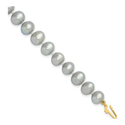 14K Yellow Gold Grey Freshwater Cultured Pearl Bracelet