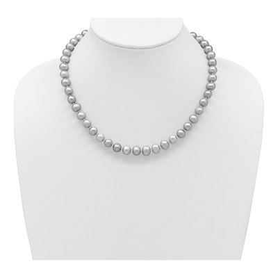 14K Yellow Gold Grey Freshwater Cultured Pearl Necklace – view 3