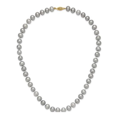 14K Yellow Gold Grey Freshwater Cultured Pearl Necklace – view 4