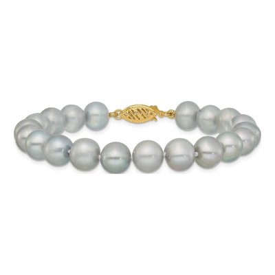 14K Yellow Gold Grey Freshwater Cultured Pearl Bracelet – view 3