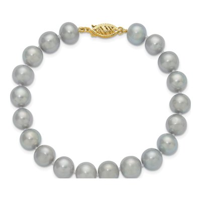 14K Yellow Gold Grey Freshwater Cultured Pearl Bracelet – view 4