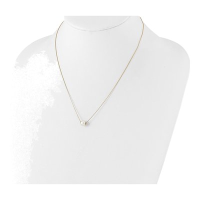 14K Yellow Gold Freshwater Cultured Pearl Round Necklace – view 3