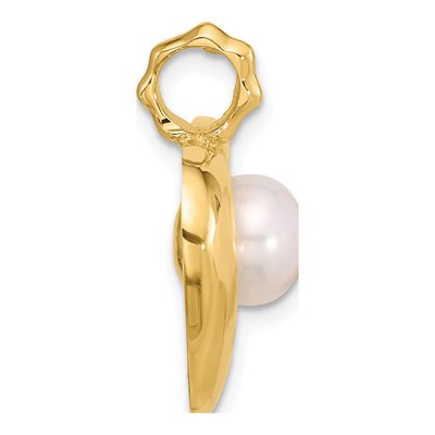 14K Yellow Gold Freshwater Cultured Pearl Heart Pendant – view 2