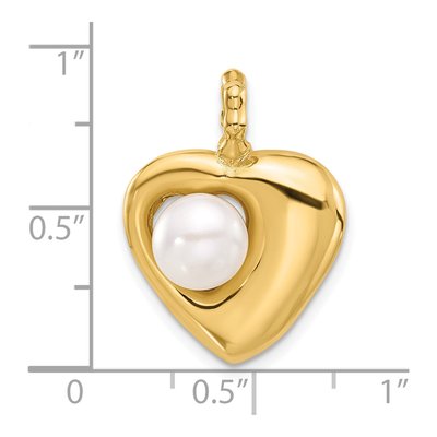 14K Yellow Gold Freshwater Cultured Pearl Heart Pendant – view 4