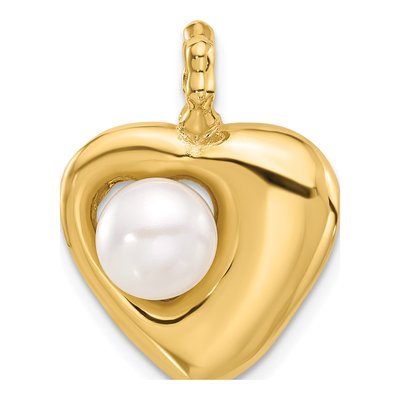 14K Yellow Gold Freshwater Cultured Pearl Heart Pendant