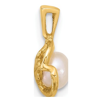 14K Yellow Gold Freshwater Cultured Pearl Round Flower Pendant – view 2