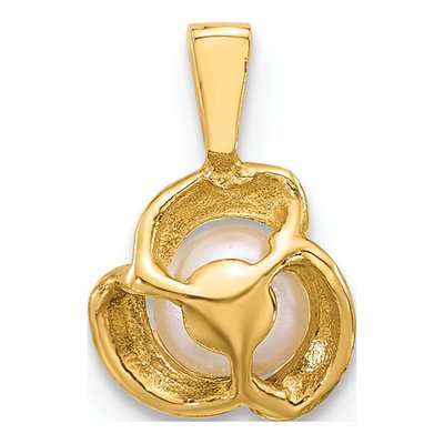 14K Yellow Gold Freshwater Cultured Pearl Round Flower Pendant – view 3
