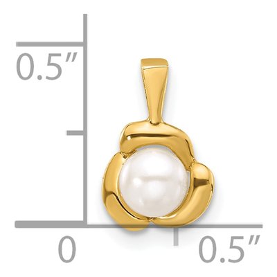 14K Yellow Gold Freshwater Cultured Pearl Round Flower Pendant – view 4