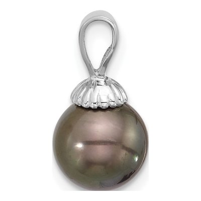 14K White Gold Black Tahitian Cultured Pearl Pendant – view 2
