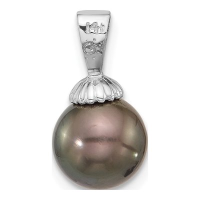 14K White Gold Black Tahitian Cultured Pearl Pendant – view 3