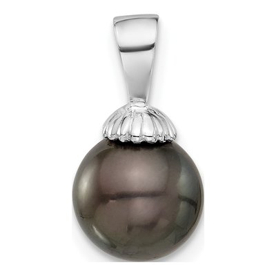 14K White Gold Black Tahitian Cultured Pearl Pendant