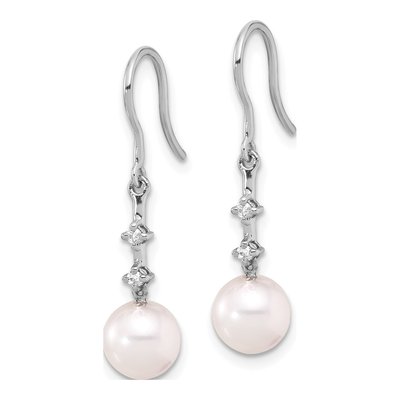 14K White Gold Akoya Cultured Pearl & Diamond Dangle Earrings – view 2