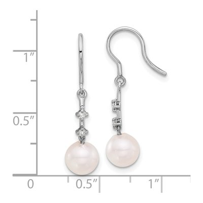 14K White Gold Akoya Cultured Pearl & Diamond Dangle Earrings – view 4