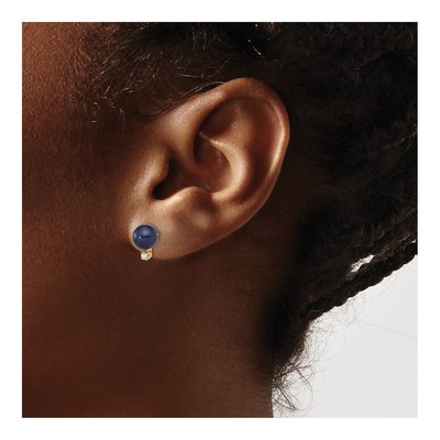 14K Yellow Gold 1/20 ct tw Round Black Freshwater Cultured Pearl & Diamond Stud Earrings – view 3