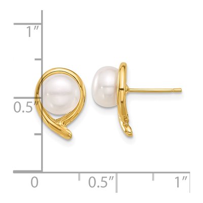 14K Yellow Gold Freshwater Cultured Pearl Button Stud Earrings – view 4