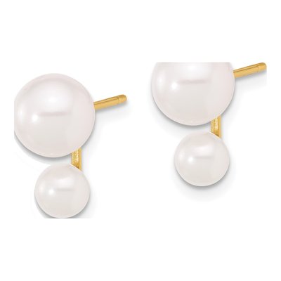 14K Yellow Gold Round Akoya Cultured Pearl Stud Earrings – view 2