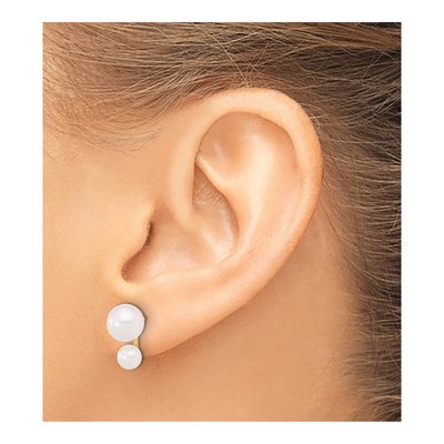14K Yellow Gold Round Akoya Cultured Pearl Stud Earrings – view 3