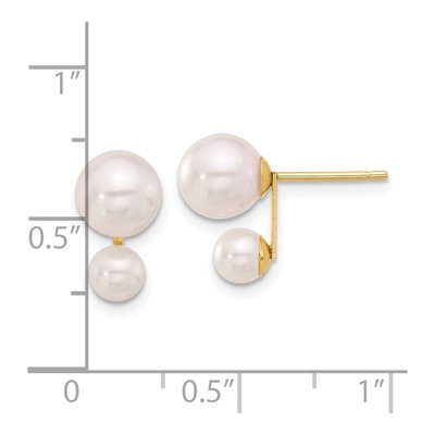 14K Yellow Gold Round Akoya Cultured Pearl Stud Earrings – view 4