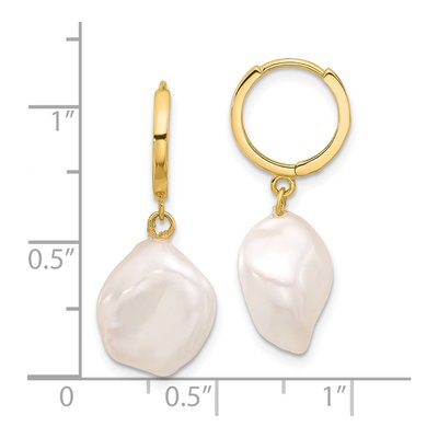 14K Yellow Gold 29mm Freshwater Cultured Pearl Hoop Earrings – view 4