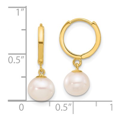 14K Yellow Gold 21mm Freshwater Cultured Pearl Huggie Hoop Earrings – view 4