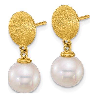 14K Yellow Gold Cultured Pearl Dangle Earrings – view 2