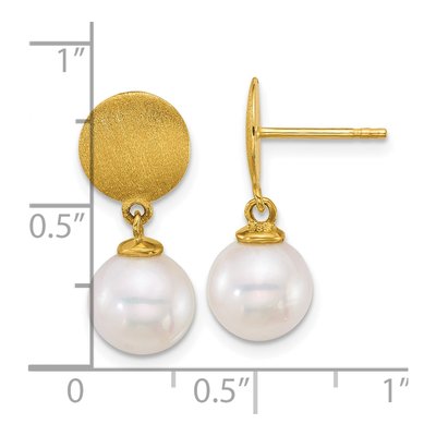 14K Yellow Gold Cultured Pearl Dangle Earrings – view 3