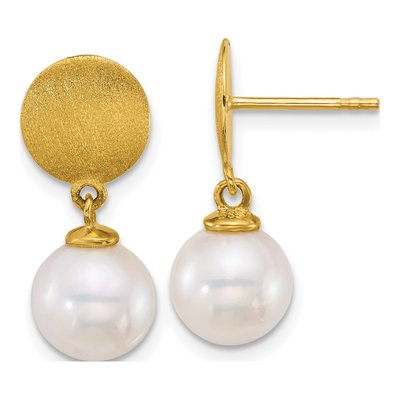 14K Yellow Gold Cultured Pearl Dangle Earrings