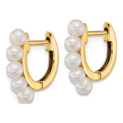 14K Yellow Gold 16mm Cultured Pearl Huggie Hoop Earrings – view 2