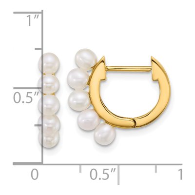 14K Yellow Gold 16mm Cultured Pearl Huggie Hoop Earrings – view 3