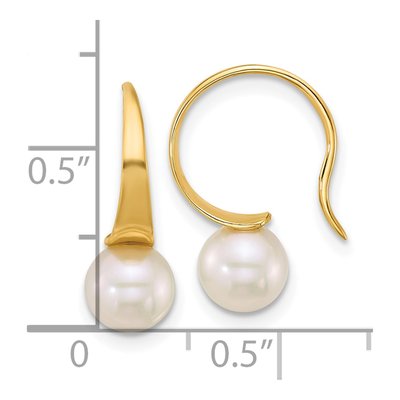 14K Yellow Gold Freshwater Cultured Pearl Threader Earrings – view 3