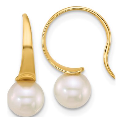 14K Yellow Gold Freshwater Cultured Pearl Threader Earrings
