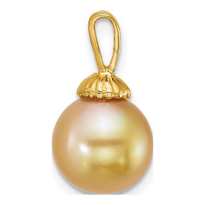 14K Yellow Gold Cultured Pearl Golden Pendant – view 2